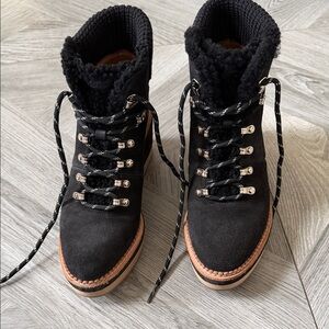 Kate Spade Black Lace-Up Winter Boots